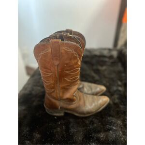 Texas Distressed Brown Leather Cowboy Western Boots Vintage USA‎ Made Men's 9 D